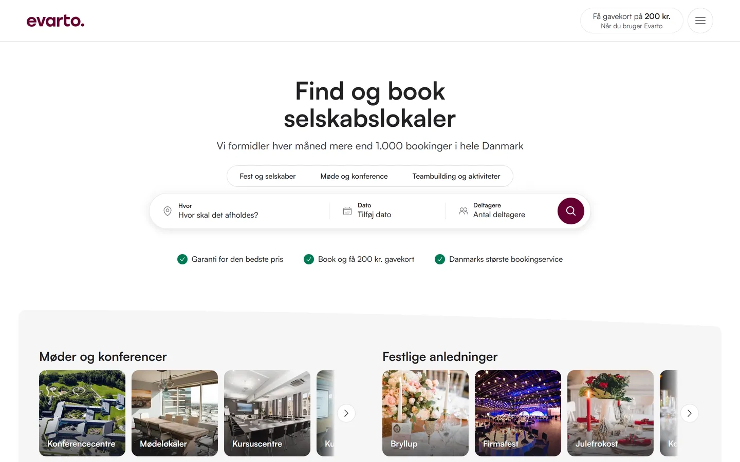 Home: location, date and headcount search