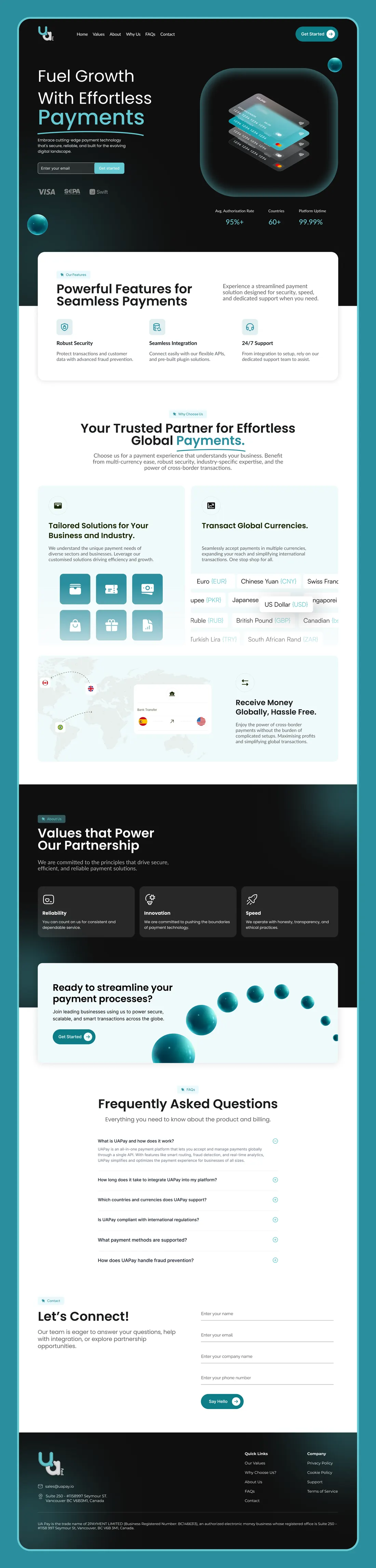 The full landing page
